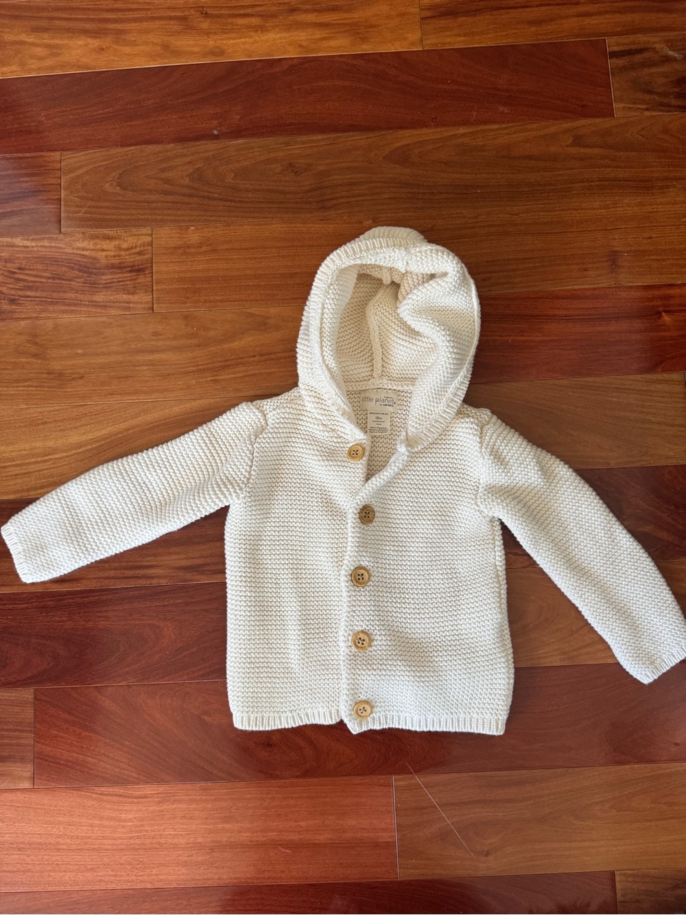 Baby Cream Hooded Knit Cardigan Sweater